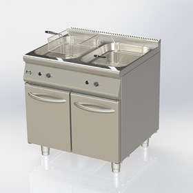 Concept 3D d’éléments en Inox pour cuisine professionnelle: Friteuse à deux bacs